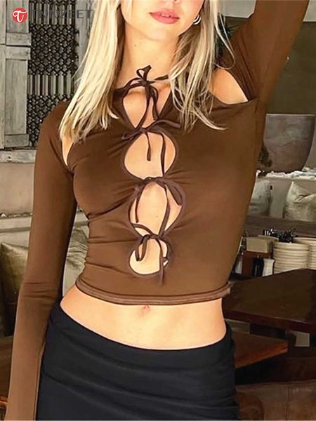 women's t-shirt tnnzeet brown 2022 casual women t shirts long sleeve hollow out crop y2k design autumn summer bandage tees t220926, White
women's t-shirt tnnzeet brown 2022 casual women t shirts long sleeve hollow out crop y2k design autumn summer bandage tees t220926, White