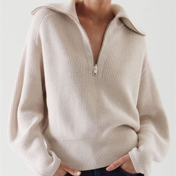 womens sweaters winter womens sweater long sleeve knitted sweaters oversize turtleneck zippers loose solid turndown collar pullover for wome, White;black
womens sweaters winter womens sweater long sleeve knitted sweaters oversize turtleneck zippers loose solid turndown collar pullover for wome, White;black