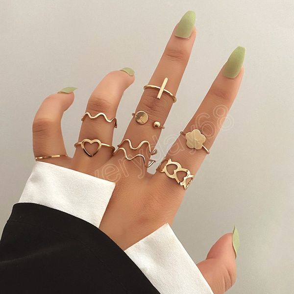 charm gold color 8pcs set hollow heart ring femme fashion flower round rings for women girls vintage jewelry, Silver
charm gold color 8pcs set hollow heart ring femme fashion flower round rings for women girls vintage jewelry, Silver