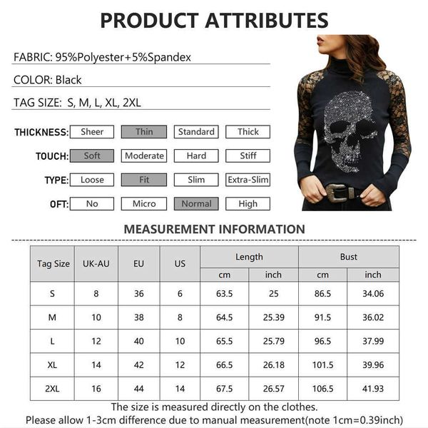 women's t-shirt skull printed lace floral ladies tshirt autumn drilling gothic women blouses t-shirt long sleeve business ol t220926, White
women's t-shirt skull printed lace floral ladies tshirt autumn drilling gothic women blouses t-shirt long sleeve business ol t220926, White