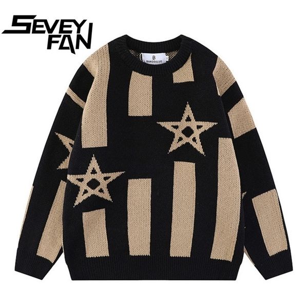 mens sweaters seveyfan mens sweater hip hop knitwears color contrast fiveangled star streetwear loose knitting outwear for male female 22092, White;black
mens sweaters seveyfan mens sweater hip hop knitwears color contrast fiveangled star streetwear loose knitting outwear for male female 22092, White;black
