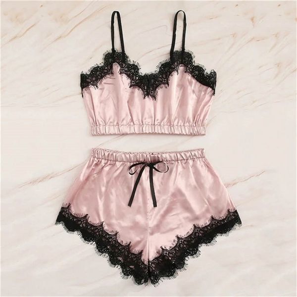 women's sleepwear lace pajama sets women pijama mujer strap sleeveless sleepwear suit v-neck cami short lingerie set female night wear, Black;red
women's sleepwear lace pajama sets women pijama mujer strap sleeveless sleepwear suit v-neck cami short lingerie set female night wear, Black;red