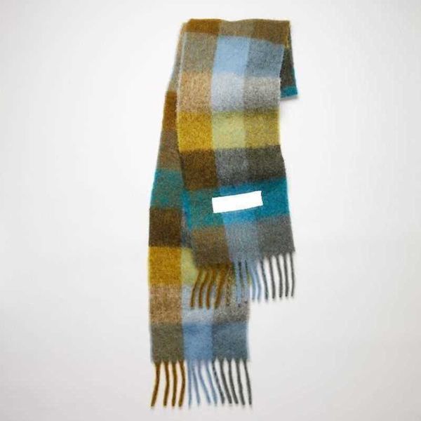ac fashion luxury scarf men's women shawls imitation cashmere wraps rainbow thick beard lattice neckerchief tassel warm bib female blpp, Blue;gray
