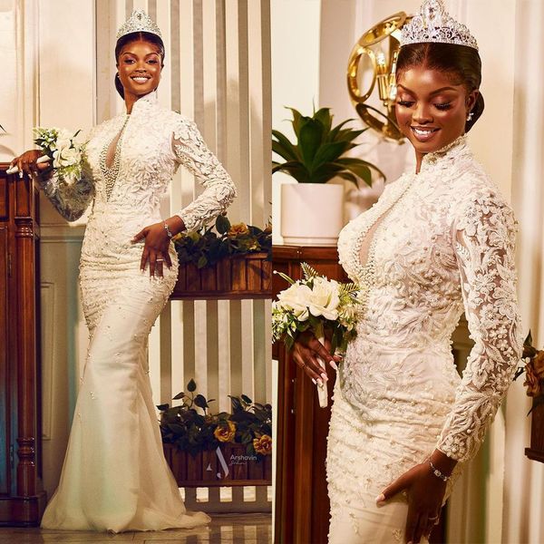 gorgeous mermaid wedding dresses bridal gown high neck lace applique pearls beaded ruffles tiered plus size custom made beach beach country, White
gorgeous mermaid wedding dresses bridal gown high neck lace applique pearls beaded ruffles tiered plus size custom made beach beach country, White