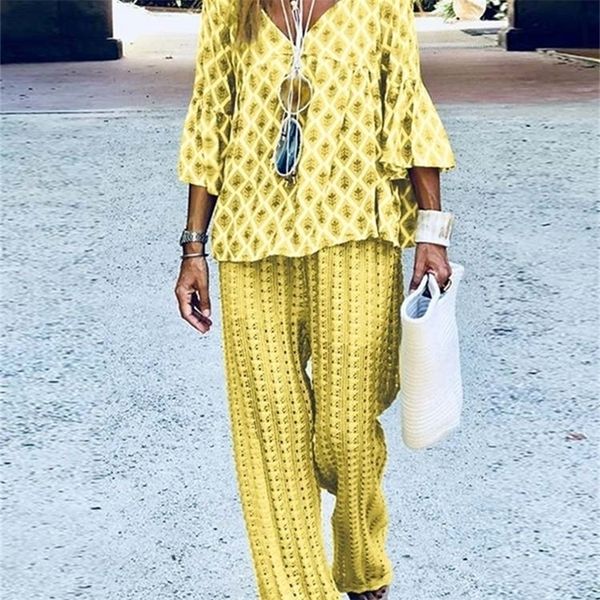 women's two piece pants zanzea summer women printed set bohemian fashion loose casual holiday long pant vneck short sleeve blouse track, White 
women's two piece pants zanzea summer women printed set bohemian fashion loose casual holiday long pant vneck short sleeve blouse track, White