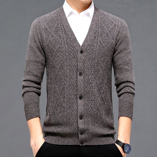men's sweaters cardigan 100 pure wool autumn and winter v-neck thickened jacquard korean casual knitted jacket 220923, White;black
men's sweaters cardigan 100 pure wool autumn and winter v-neck thickened jacquard korean casual knitted jacket 220923, White;black