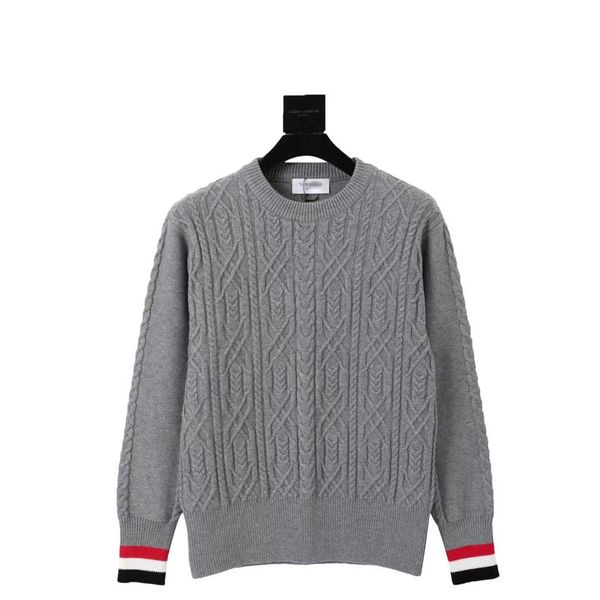 thom brown brownie heavy-duty striped cable-knit sweater, White;black