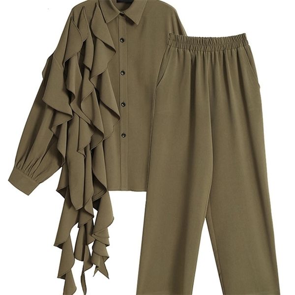 women's two piece pants eam ruffles wide leg pants two piece suit lapel long sleeve black loose fit women fashion spring autumn 1dd2447, White
women's two piece pants eam ruffles wide leg pants two piece suit lapel long sleeve black loose fit women fashion spring autumn 1dd2447, White