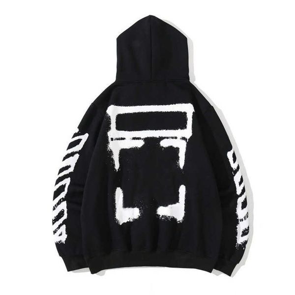 luxury classic men's sweatshirts brand offs pullover shirts hoodies women sweater men arrow letter print black white hoodie tees trend