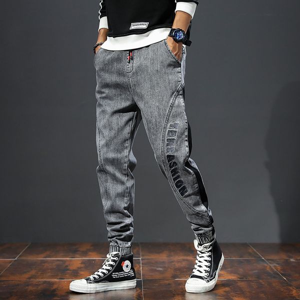 men's jeans mens spring grey denim pants joggers stretch baggy washed side patchwork elastic wiast men homme 220923, Blue
men's jeans mens spring grey denim pants joggers stretch baggy washed side patchwork elastic wiast men homme 220923, Blue