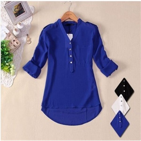 women's blouses shirts summer elegant long sleeve vneck silk women chiffon blouses solid blue black white blouse ladies shirts female b
women's blouses shirts summer elegant long sleeve vneck silk women chiffon blouses solid blue black white blouse ladies shirts female b