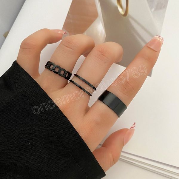 3 pcs vintage black ring set for women girls metal geometric simple adjustable finger rings set trend jewelry gifts, Silver
3 pcs vintage black ring set for women girls metal geometric simple adjustable finger rings set trend jewelry gifts, Silver