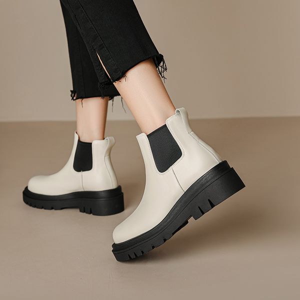 boots ranbetty motorcycle ankle for women chunky heels genuine leather round toe elastic band ladies casual work shoes 220924, Black
boots ranbetty motorcycle ankle for women chunky heels genuine leather round toe elastic band ladies casual work shoes 220924, Black
