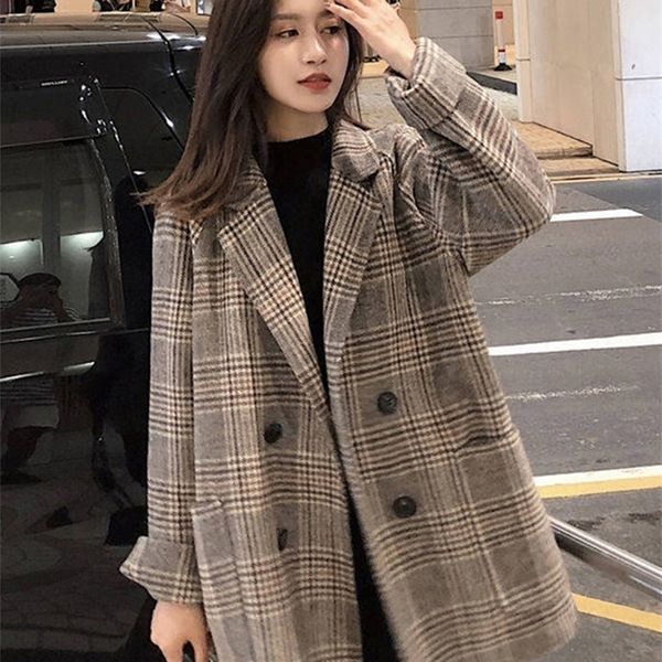 women's wool blends loose plaid woolen coat for women fashion lapel slim women's jackets korean women's autumn coat woman clo, Black
women's wool blends loose plaid woolen coat for women fashion lapel slim women's jackets korean women's autumn coat woman clo, Black
