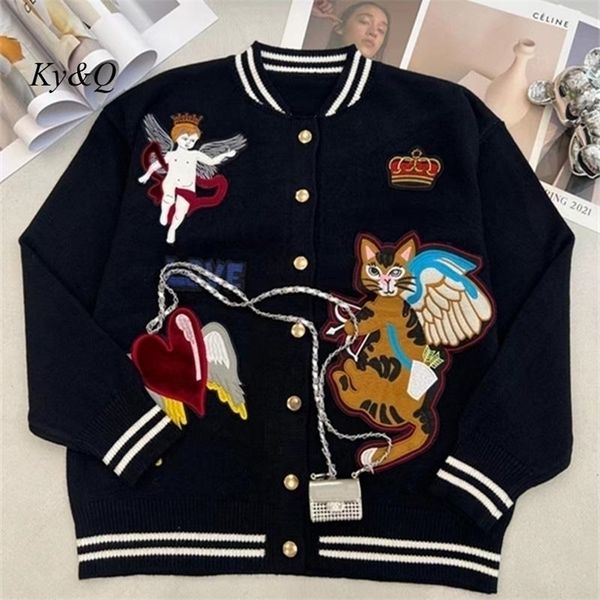 womens knits tees autumn design women animal embroidery knitted cardigan black longsleeved singlebreasted personalized baseball sweater 2209, White
womens knits tees autumn design women animal embroidery knitted cardigan black longsleeved singlebreasted personalized baseball sweater 2209, White