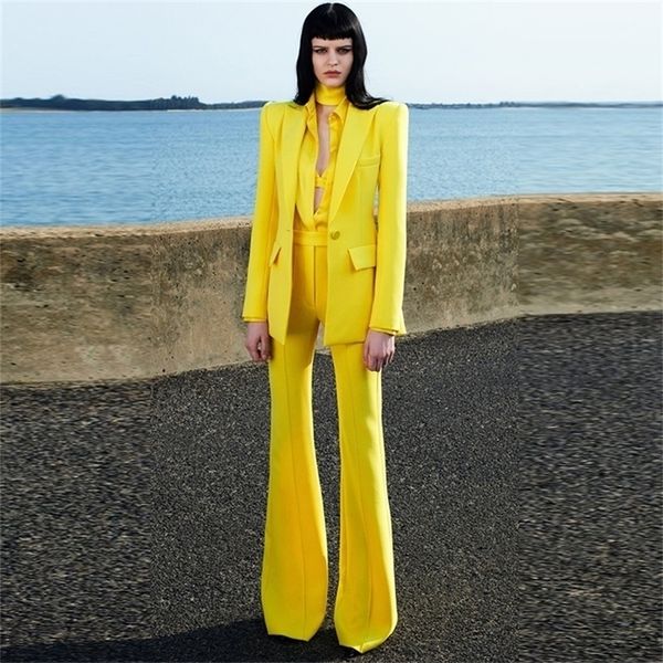 women's two piece pants high street est runway designer suit set women's single button blazer flare pants suit 220922, White
women's two piece pants high street est runway designer suit set women's single button blazer flare pants suit 220922, White