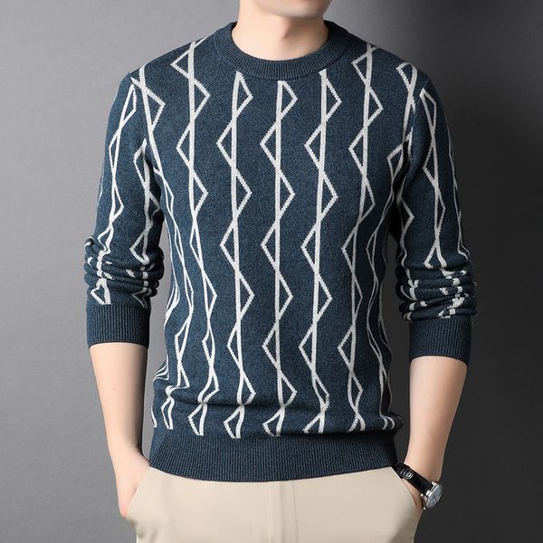 men's sweaters autumn and winter worsted pure wool round neck pullover thickened jacquard warm knitted bottoming shirt 220923, White;black
men's sweaters autumn and winter worsted pure wool round neck pullover thickened jacquard warm knitted bottoming shirt 220923, White;black