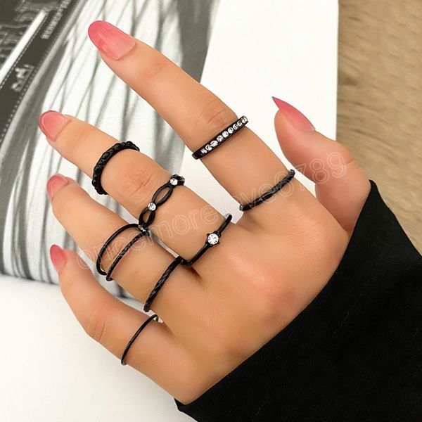 fashion black ring set for women punk geometric metal cross rings for female trend jewelry gifts, Silver
fashion black ring set for women punk geometric metal cross rings for female trend jewelry gifts, Silver