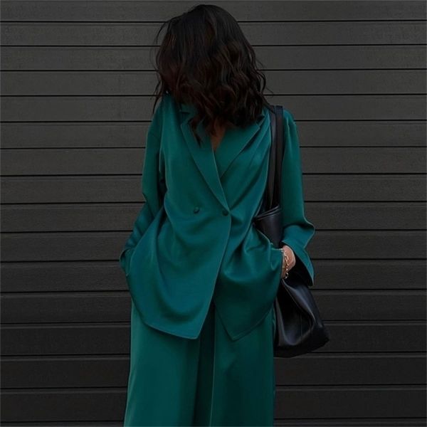 women's two piece pants fashion long sleeve blazer two piece sets women outifits casual loose office pants set elegant green satin trou, White
women's two piece pants fashion long sleeve blazer two piece sets women outifits casual loose office pants set elegant green satin trou, White