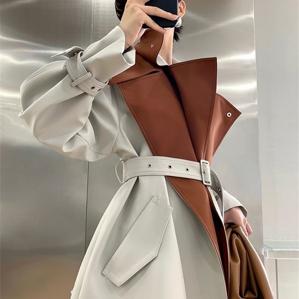women's trench coats lautaro spring autumn patchwork trench coat for women belt runway european fashion cool stylish luxury designer cl, Tan;black
women's trench coats lautaro spring autumn patchwork trench coat for women belt runway european fashion cool stylish luxury designer cl, Tan;black