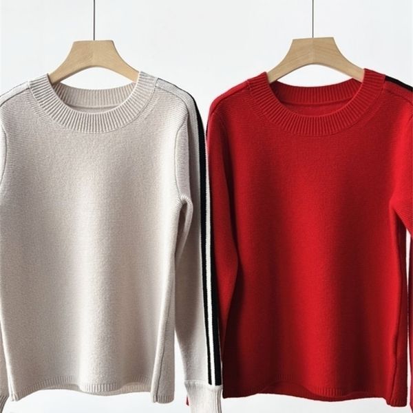 womens sweaters autumn and winter round neck colorblock stripe longsleeved slim cashmere wool women knitted sweater pullover 220923, White;black
womens sweaters autumn and winter round neck colorblock stripe longsleeved slim cashmere wool women knitted sweater pullover 220923, White;black
