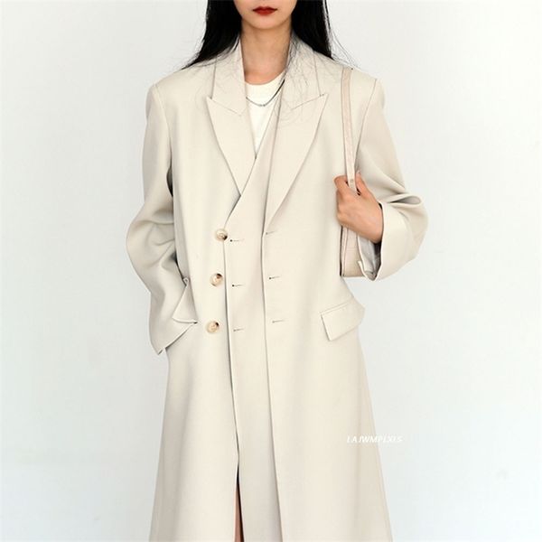 women's trench coats spring fall black suit jacket women's windbreaker long trench coat korean loose fashion casual blazer 220924, Tan;black
women's trench coats spring fall black suit jacket women's windbreaker long trench coat korean loose fashion casual blazer 220924, Tan;black