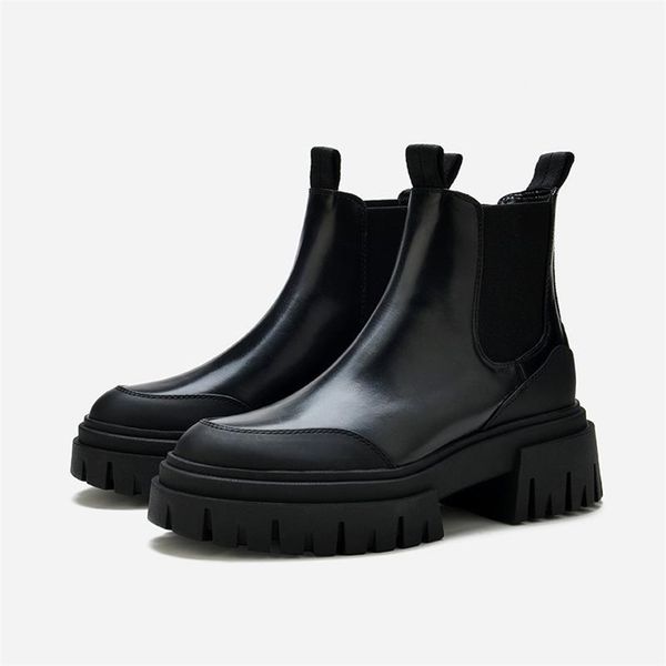 boots autumn classics genuine leather ankle platform women round toe short boot shoes handmade chunky heel chelsea 220923, Black
boots autumn classics genuine leather ankle platform women round toe short boot shoes handmade chunky heel chelsea 220923, Black