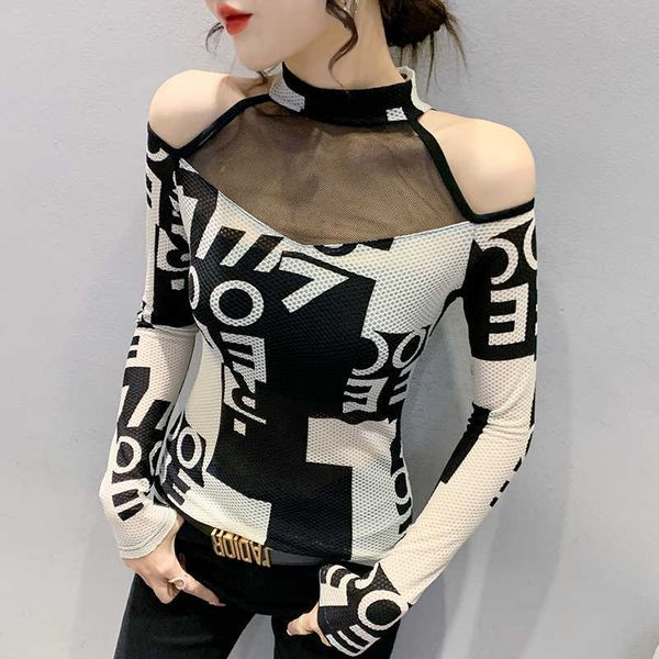women's t-shirt new 2022 spring long sleeved women's t-shirt fashion casual hollow out print mesh elegant slim off the shoulder b, White
women's t-shirt new 2022 spring long sleeved women's t-shirt fashion casual hollow out print mesh elegant slim off the shoulder b, White