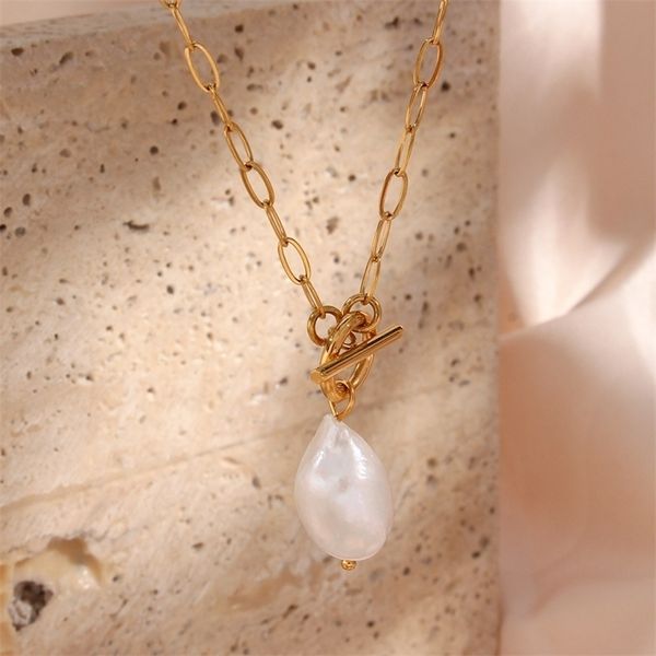 pendant necklaces stainless steel paper clip chain toggle clasp baroque freshwater pearl necklace elegant natural jewelry for women 220924, Silver
pendant necklaces stainless steel paper clip chain toggle clasp baroque freshwater pearl necklace elegant natural jewelry for women 220924, Silver