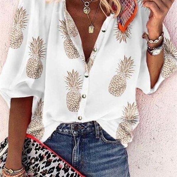 women's blouses shirts casual pineapple print office blouses women autumn lapel ladies shirts fashion button access control female whit, White
women's blouses shirts casual pineapple print office blouses women autumn lapel ladies shirts fashion button access control female whit, White