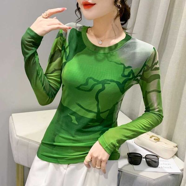 women's t-shirt #5693 red green print t shirt women long sleeve o-neck casual basic mesh t shirt female tight tee shirt femme thin kore, White
women's t-shirt #5693 red green print t shirt women long sleeve o-neck casual basic mesh t shirt female tight tee shirt femme thin kore, White