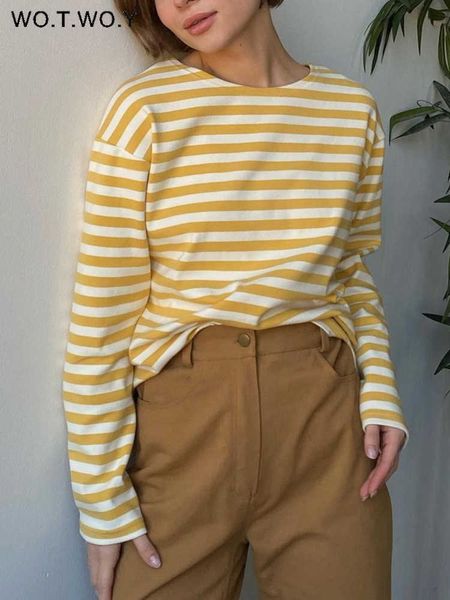 women's t-shirt wotwoy autumn long sleeve loose striped t-shirt women casual cotton basic tee shirt female knitted harajuku 2022 gothi, White
women's t-shirt wotwoy autumn long sleeve loose striped t-shirt women casual cotton basic tee shirt female knitted harajuku 2022 gothi, White