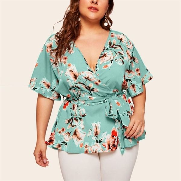 women's blouses shirts plus size women blouse shirt fashion v neck short sleeve floral print casual blouse belted ladies tunic 220923, White
women's blouses shirts plus size women blouse shirt fashion v neck short sleeve floral print casual blouse belted ladies tunic 220923, White