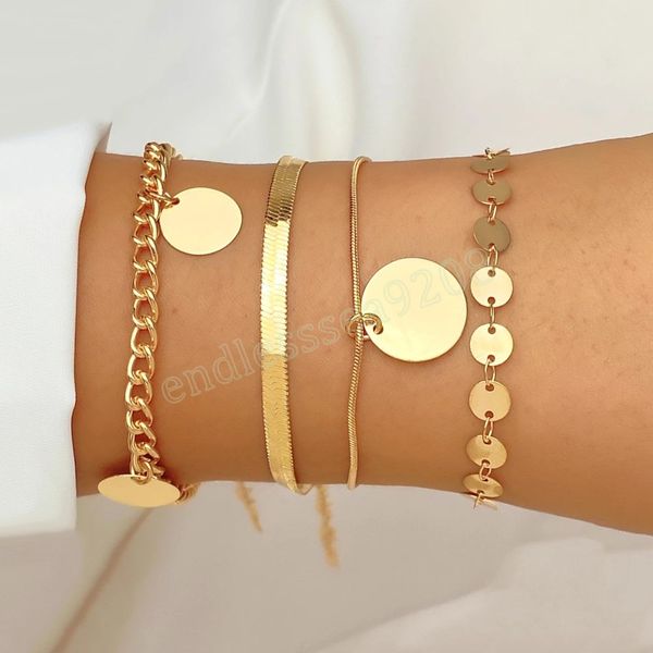 charm fashion multi-layer snake chain bracelet bohemian gold color round shape sequins bracelets bangles women jewelry, Golden;silver
charm fashion multi-layer snake chain bracelet bohemian gold color round shape sequins bracelets bangles women jewelry, Golden;silver