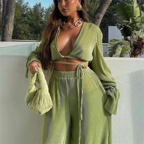 women's two piece pants clacive green pants set women casual loose bandage blouses shirt matching wide leg trousers suit elegant 2 piec, White
women's two piece pants clacive green pants set women casual loose bandage blouses shirt matching wide leg trousers suit elegant 2 piec, White