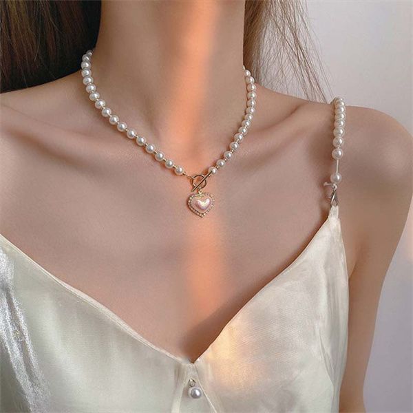 european and american pearl heart choker chokers sweet ot buckle clavicle chain personality versatile necklace bohemian jewelry ac148, Golden;silver
european and american pearl heart choker chokers sweet ot buckle clavicle chain personality versatile necklace bohemian jewelry ac148, Golden;silver