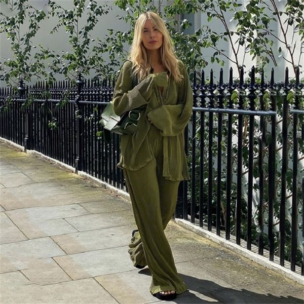 women's two piece pants green pants set women spring long sleeve shirt matching wide leg trousers suit woman loose blouse two piece pan, White
women's two piece pants green pants set women spring long sleeve shirt matching wide leg trousers suit woman loose blouse two piece pan, White
