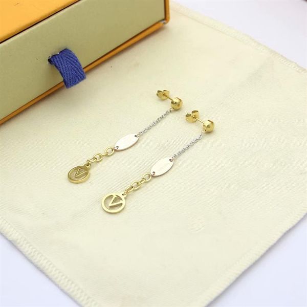 europe america fashion new style lady women titanium steel tassels 3 color v initials stud long chain earrings242c, Golden;silver
europe america fashion new style lady women titanium steel tassels 3 color v initials stud long chain earrings242c, Golden;silver