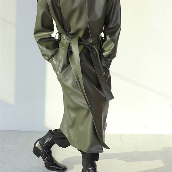 men's leather faux mauroicardi spring autumn long oversized armygreen black trench coat men sashes loose luxury designer clothes 220924
men's leather faux mauroicardi spring autumn long oversized armygreen black trench coat men sashes loose luxury designer clothes 220924