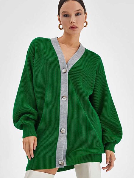 women's sweaters autumn knit cardigan sweater women 2022 v-neck long lantern sleeve loose vintage causal button woman sweaters knitted, White;black
women's sweaters autumn knit cardigan sweater women 2022 v-neck long lantern sleeve loose vintage causal button woman sweaters knitted, White;black