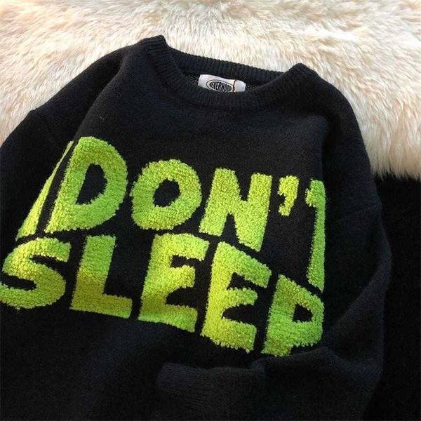 men's sweaters american retro o neck sweater boys autumn winter loose knit trend letter embroidery lovers pullover cool punk streetwear, White;black
men's sweaters american retro o neck sweater boys autumn winter loose knit trend letter embroidery lovers pullover cool punk streetwear, White;black