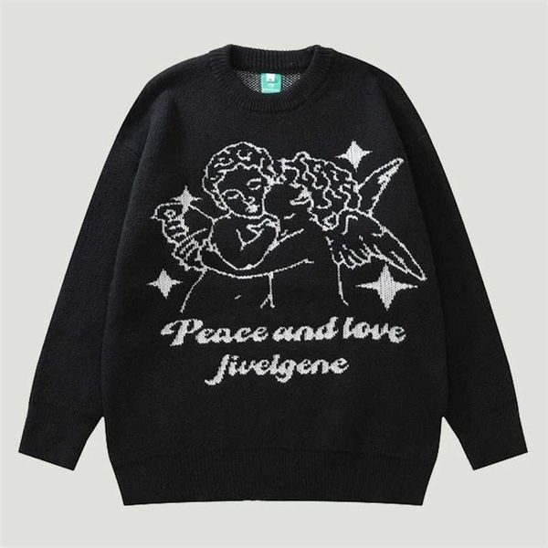 men's sweaters streetwear knitted mens angel printed jumper autumn hip hop harajuku oversized casual o neck pullover black 220923, White;black
men's sweaters streetwear knitted mens angel printed jumper autumn hip hop harajuku oversized casual o neck pullover black 220923, White;black