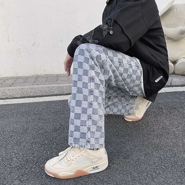men's jeans plaid mens loose straight tube youth personality long pants streetwear denim clothing baggy hip hop chequer lattice 220922, Blue
men's jeans plaid mens loose straight tube youth personality long pants streetwear denim clothing baggy hip hop chequer lattice 220922, Blue