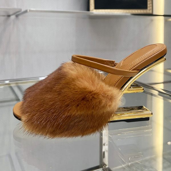 ermine wool high heel slippers f-word metalheel sandals class autumn and winter fashion open toehigh heels women's luxury designer shoe, Black
ermine wool high heel slippers f-word metalheel sandals class autumn and winter fashion open toehigh heels women's luxury designer shoe, Black
