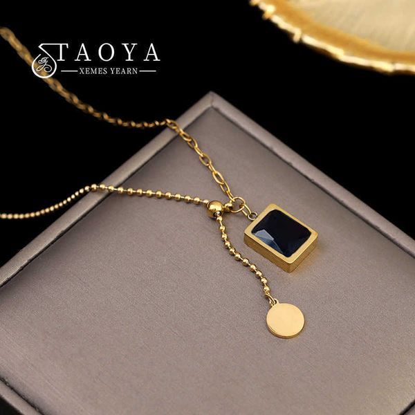 2022 new classic black stone square pendant stainless steel necklace fashion jewelry party girl neckchain for woman gift, Silver
2022 new classic black stone square pendant stainless steel necklace fashion jewelry party girl neckchain for woman gift, Silver