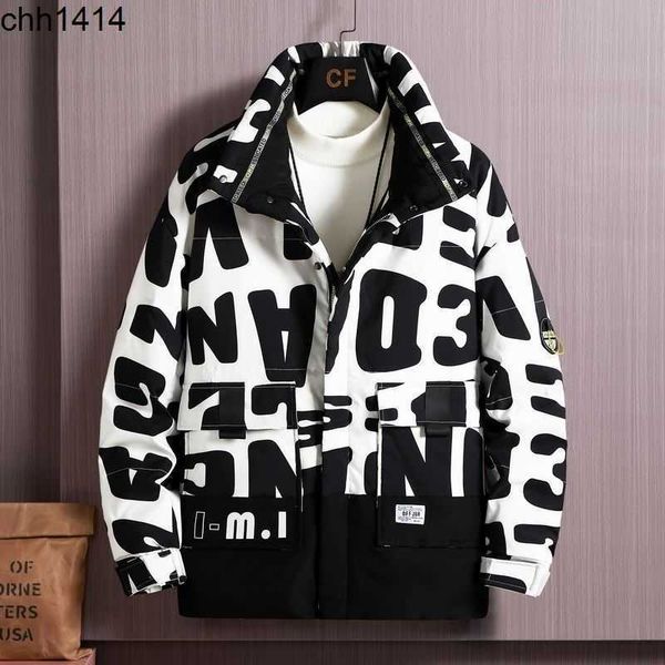 down jacket men's lovers winter white duck down short loose coat fashion sign graffiti color matching, Black
down jacket men's lovers winter white duck down short loose coat fashion sign graffiti color matching, Black