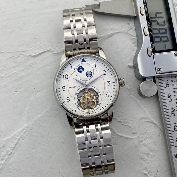 men watch stainless steel tourbillon three stitches 42mm luxury brand automatic mechanical watches steel strap fashion moon phase, Slivery;brown
men watch stainless steel tourbillon three stitches 42mm luxury brand automatic mechanical watches steel strap fashion moon phase, Slivery;brown