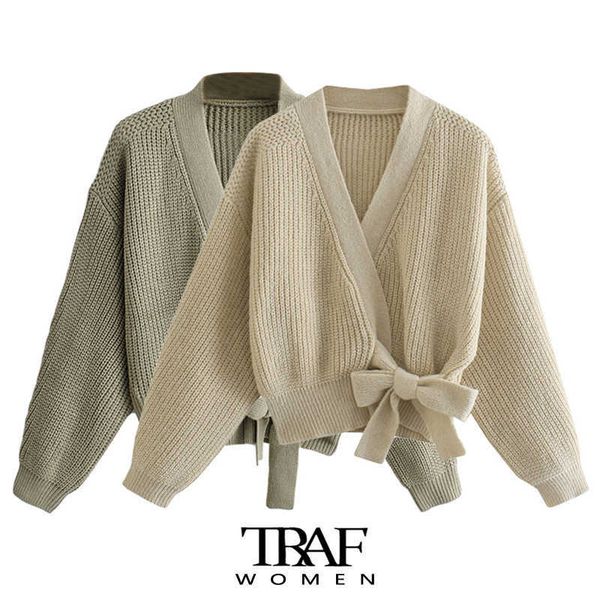 women's sweaters traf women fashion with bow tied loose knit cardigan sweater vintage v neck long sleeve female outerwear chic t220925, White;black
women's sweaters traf women fashion with bow tied loose knit cardigan sweater vintage v neck long sleeve female outerwear chic t220925, White;black