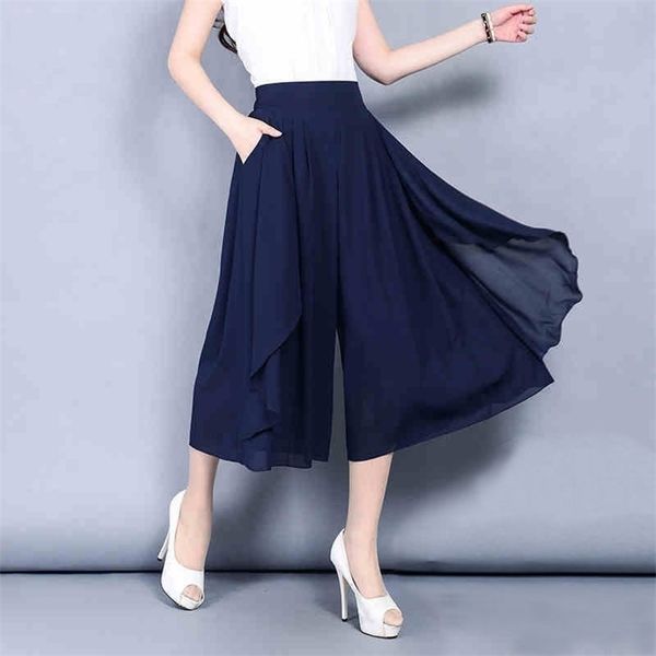 women's pants capris elastic high waist slim elegant chiffon female pants skirt summer wide leg medium long leisure loose trousers 2209, Black;white
women's pants capris elastic high waist slim elegant chiffon female pants skirt summer wide leg medium long leisure loose trousers 2209, Black;white