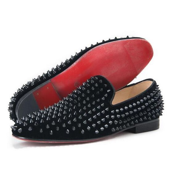 men shoes luxury brand black velvet print black rivet red bottom man handmade loafers spiked fashion party banquet male smoking slippers mal
men shoes luxury brand black velvet print black rivet red bottom man handmade loafers spiked fashion party banquet male smoking slippers mal